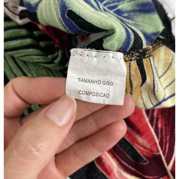 Boho Beach Hawaiia Blouse Crochet Size M/L Leaf Floral Print Multicolor Tropical - Picture 11 of 12